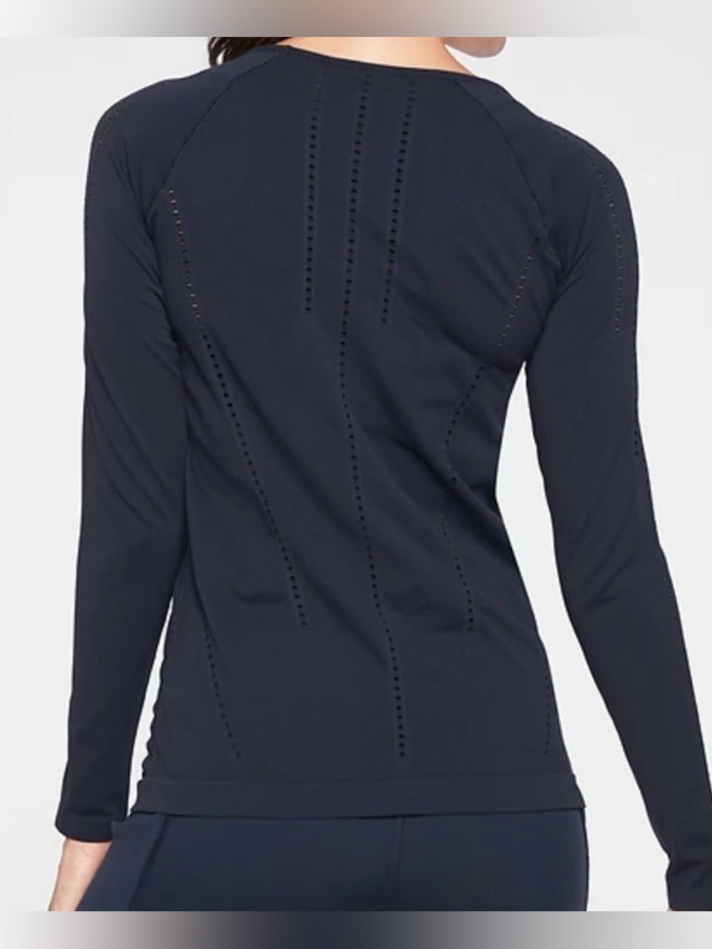 Athleta Foothill Seamless Black Women’s Long Sleeve Perforated Performance Top
